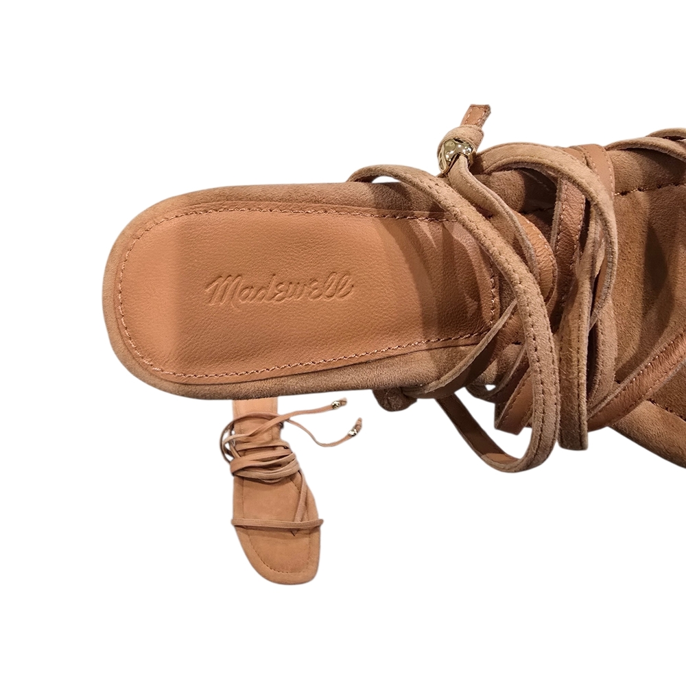 Madewell The Maycie Lace-up T-Strap Sandal In Tan Suede Size 7.5 - Picture 3 of 6